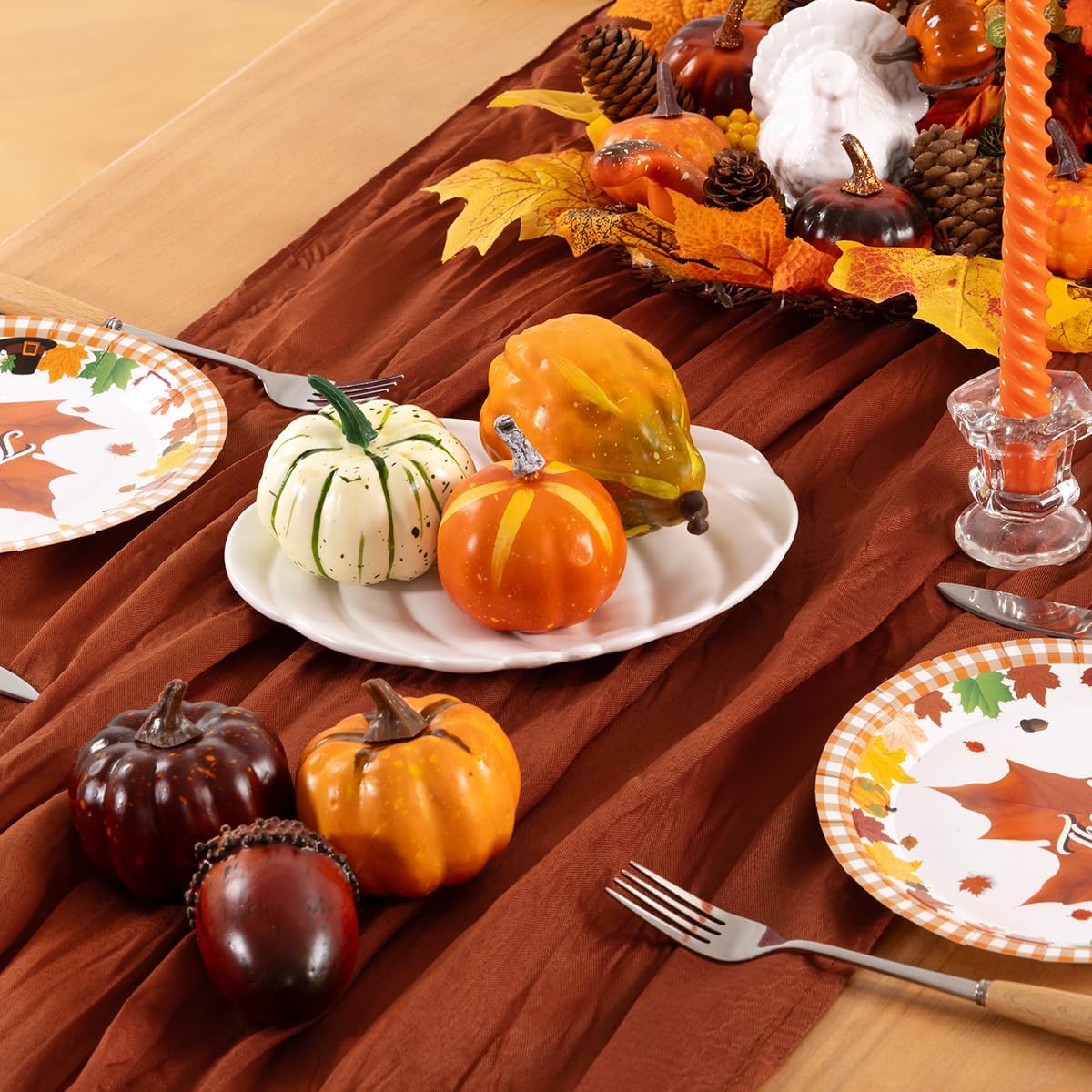 Terracotta Cheesecloth Table Runner 10 Pack Fall Burnt Orange Cheese Cloth Table Runners 120 Inches Rust Thanksgiving Fall Table Decorations for Friendsgiving Wedding Bridal Baby Shower Party