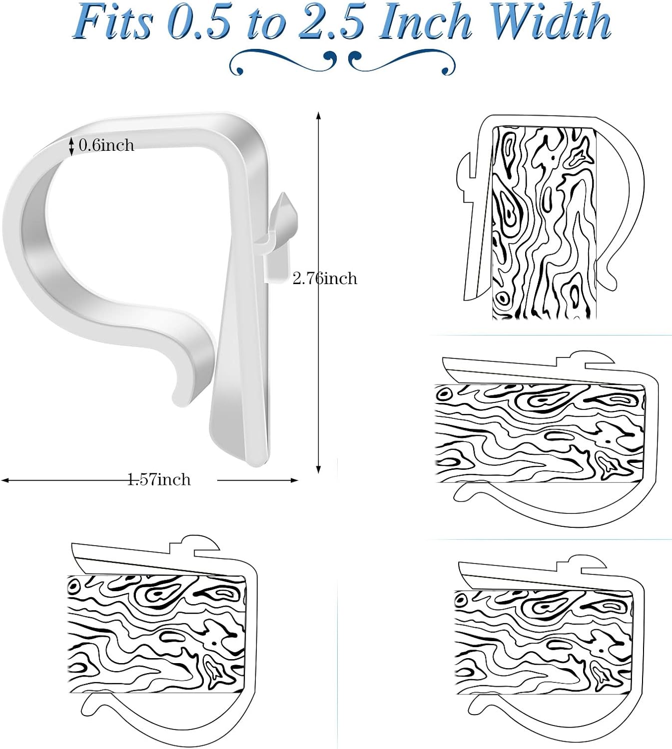 Yookeer 24 Pieces Church Pew Clips Heavy Duty Plastic Hooks Tablecloth Chair Table Clips Translucent White Holders for Wedding Ceremony Church Aisle Railing Bow Decorations