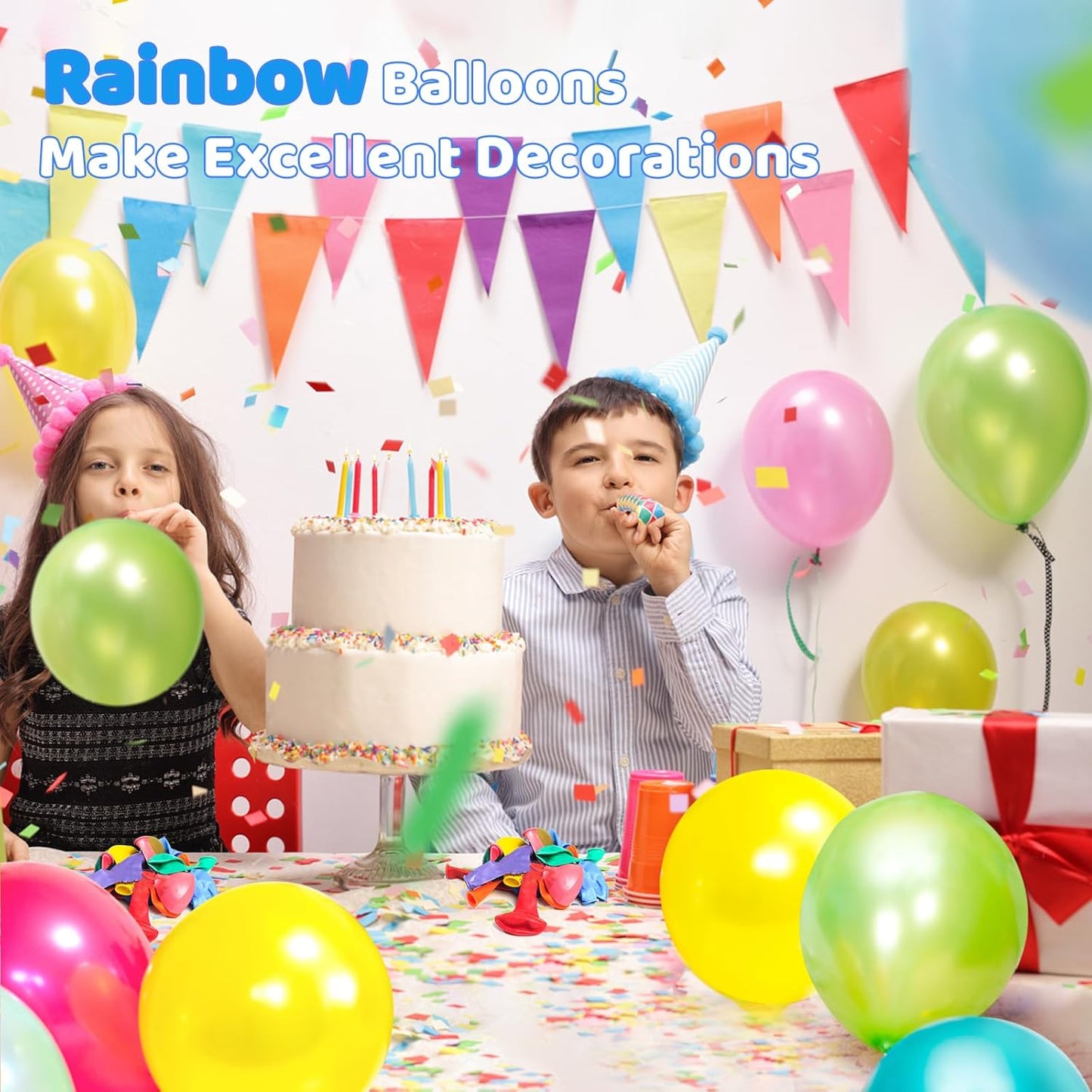 60 Pack Balloons Assorted Color 12 Inches Rainbow Latex Balloons, 10 Bright Color Balloon Arch Kit, for Birthday Baby Shower Wedding Party Decorations