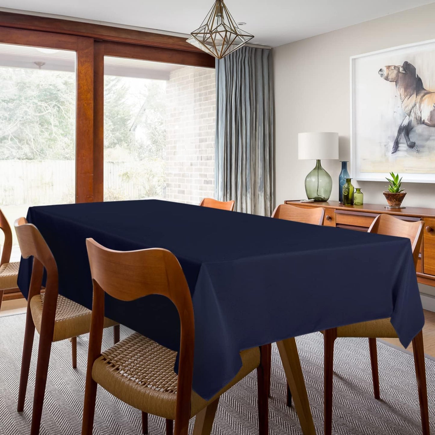 sancua 2 Pack Navy Tablecloth 54 x 78 Inch, Rectangle 4 Feet Table Cloth - Stain and Wrinkle Resistant Washable Polyester Table Cover for Dining Tables, Buffet Parties and Camping