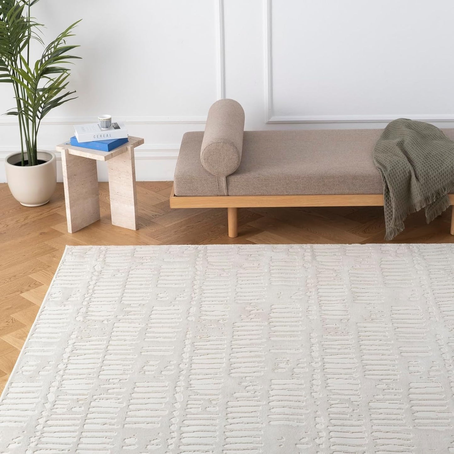 Revival Rugs Shell 10'6" x 14'3" Machine Washable Area Rug for Living Room Bedroom - 100% Recycled Oeko-TEX Certified, Medium Pile, Beige, Cream