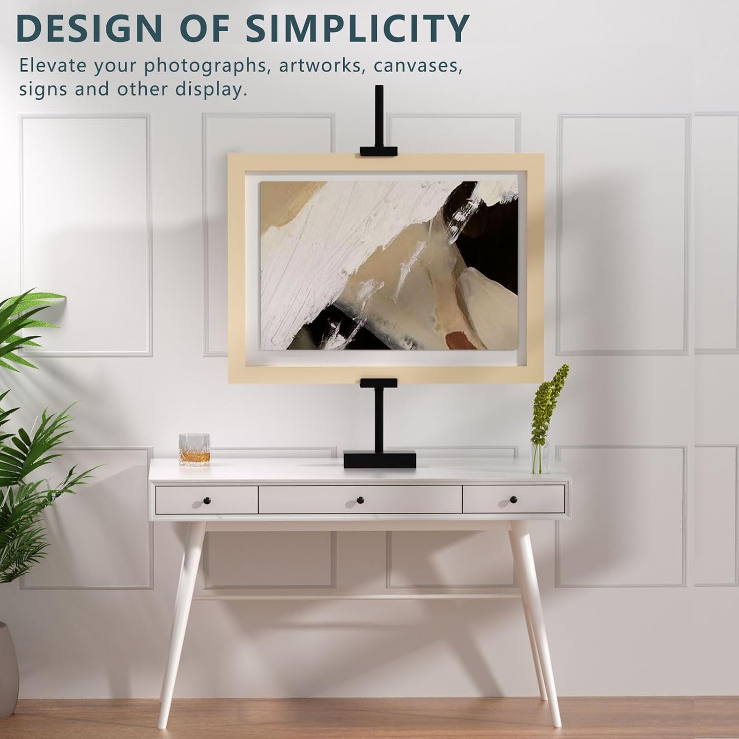 Tabletop Picture Frame Stand, Adjustable for Frames Up to 29" H, Frame Holder Stand Table Easels for Display, Metal Standing Easel Display Stand for Picture Frames, Artwork, Canvas (Black)