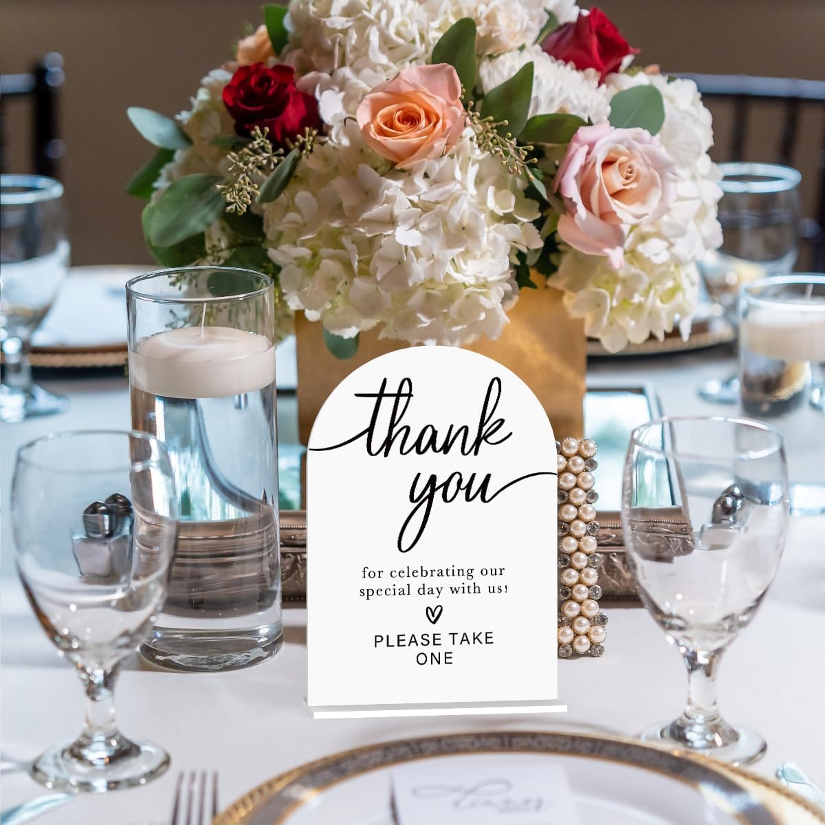 Acrylic Wedding Sign Thank You Sign for Wedding Wedding Signs for Ceremony Modern Calligraphy Arch Acrylic Table Top Sign for Wedding Reception and Event Party Table(white）