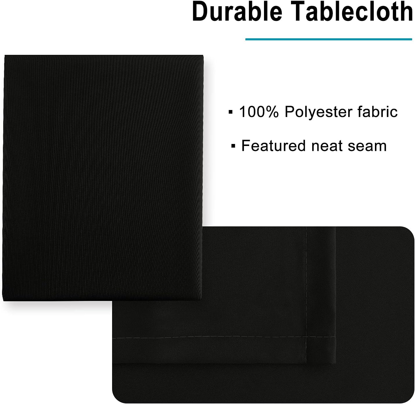 Hiasan Black Rectangle Tablecloth - 60 x 140 Inch - Waterproof & Wrinkle Resistant Washable Fabric Table Cloth for Dining, Party and Outdoor use