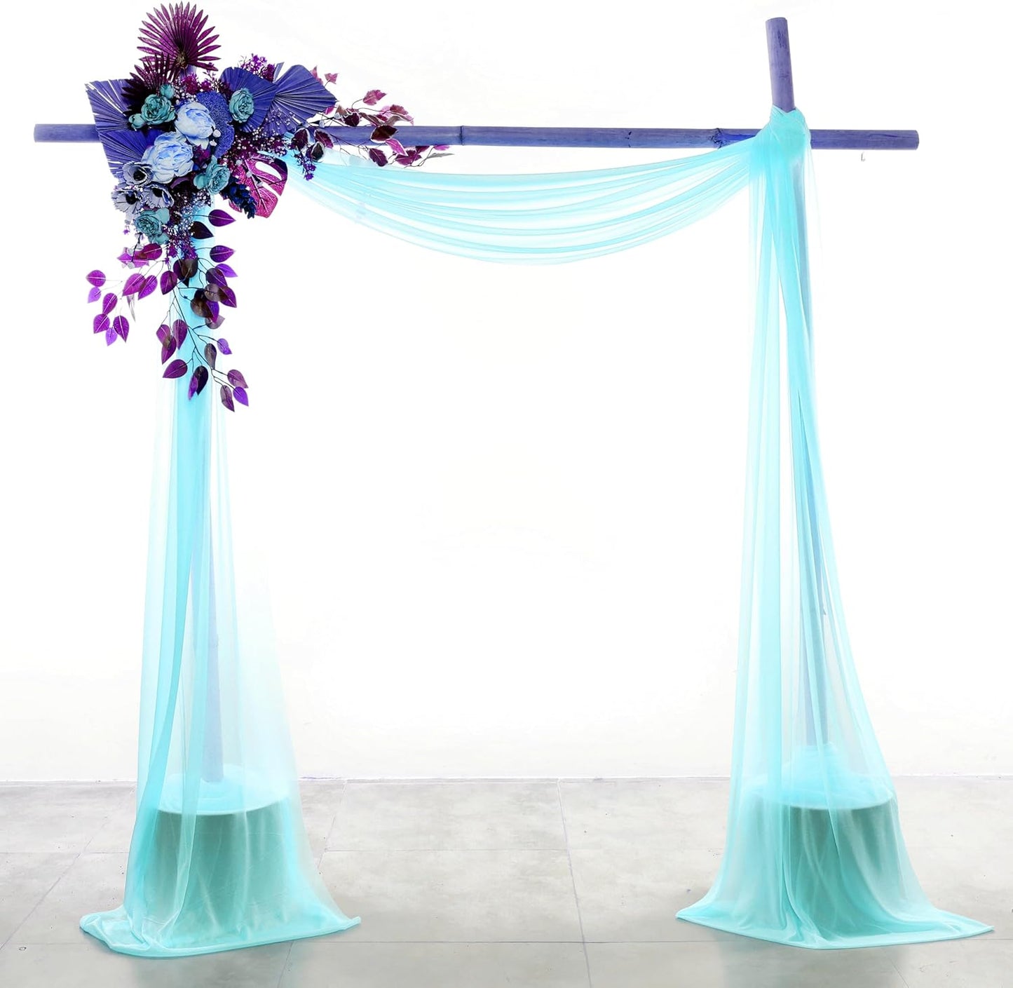 VDS Pack of 1 Panel (30 Inch X 40 Feet) Wedding Arch Draping Fabric Sheer Chiffon Fabric Drapery for Wedding Ceremony Reception Swag Backdrop Canopy Chuppah ARBO Altars Decoration (Teal)