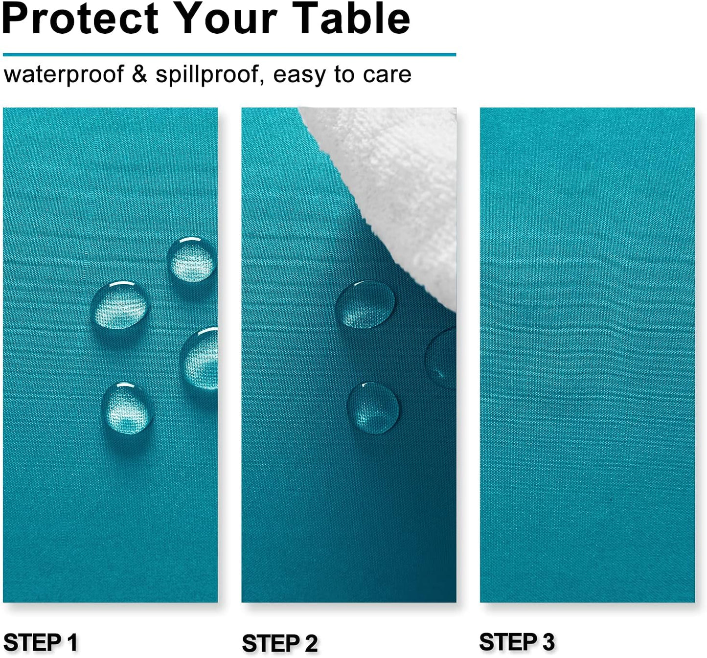 Hiasan Rectangle Tablecloth - Waterproof Washable Fabric Table Cloth for Wedding, Banquet, Gathering and Dining Room, 90 x 156 Inch, Turquoise