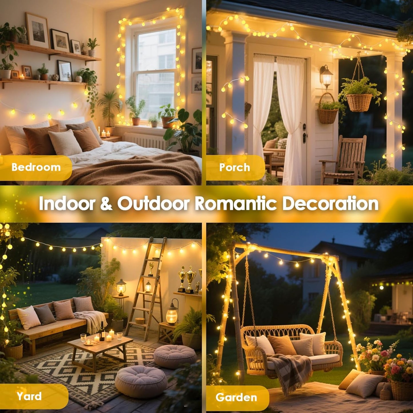 43FT 100LED Connectable Globe String Lights | 8 Modes Fairy Lights Plug in with Remote | Warm White Mini Globe Light for Indoor Outdoor Bedroom Wedding Party Garden Christmas Tree Decor
