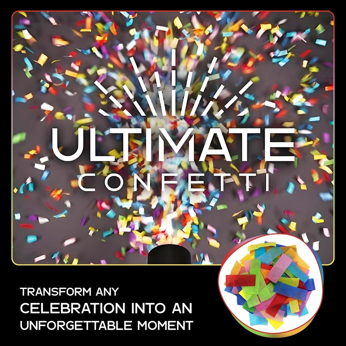 Ultimate Confetti, Multicolor Biodegradable Confetti - Rectangular Fluttering Tissue Paper Confetti for Cannon and Launcher use – Best for Gender Reveal, Parties, Concerts and Weddings - 20 lb, 320 oz