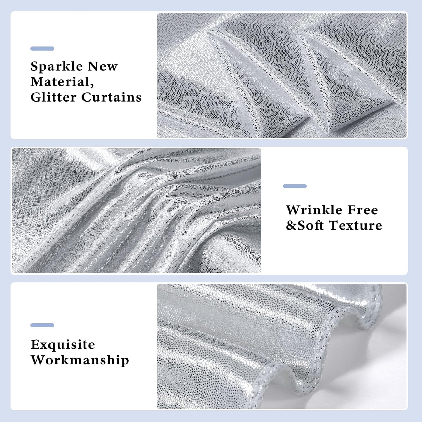 Outpain 10x10ft Silver Sequin Backdrop Curtains -Heavy Duty Gold Photography Backdrops with Non-Shedding Glitter, Wrinkle-Free Stage Drapes for Wedding/Christmas/Studio Shoots (5x10ft 2 Panels)