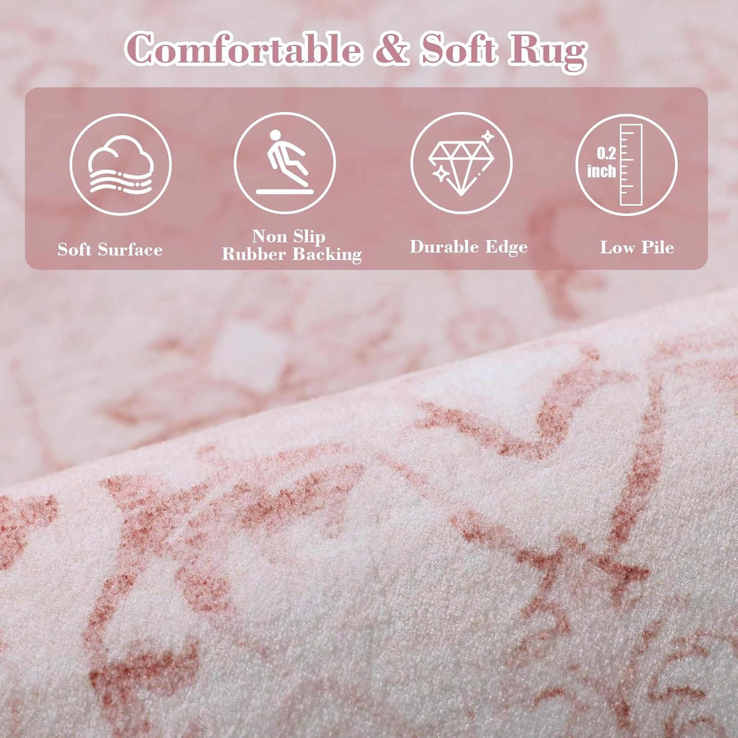 Pink 2x6 Runner Rug for Hallways Bed Side Kitchen, Boho Washable Distressed Low-Pile Floor Entryway Long Bathroom Mat, Non-Slip Laundry Room Washstand Front Carpet Green 24x72 Inch