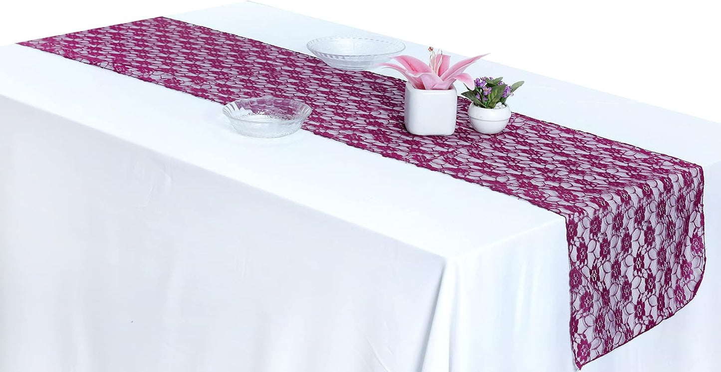 MDS Pack of 12 Wedding 12 x 108 inches Satin Table Runner for Wedding, Decorations for Birthday Parties, Banquets, Graduations, Engagements, Runners fit Rectangle, Round Table- Eggplant