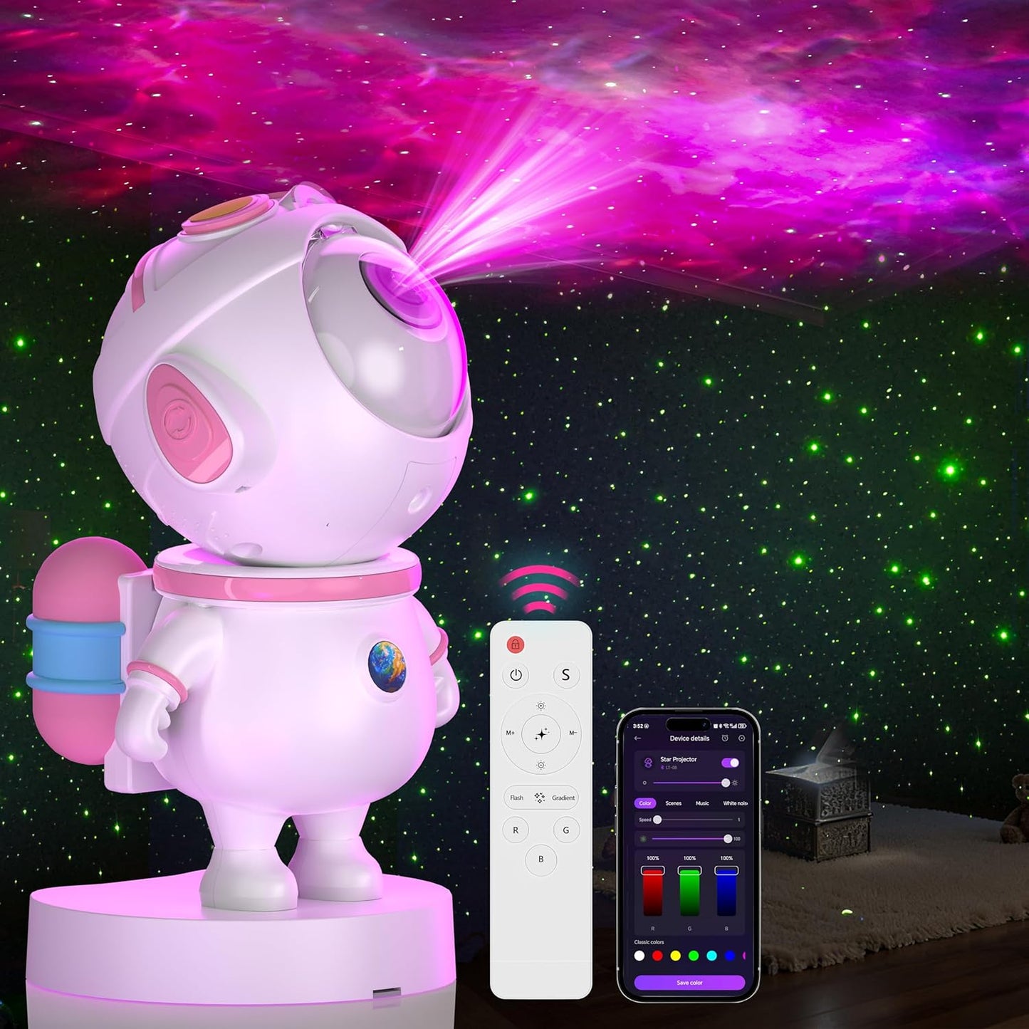 Galaxy Night Light - Astronaut Space Projector, Star Projector,Starry Nebula Ceiling LED Lamp with Timer and Remote,APP Control， Kids Room Decor Aesthetic, for Birthdays,Christmas APP Control