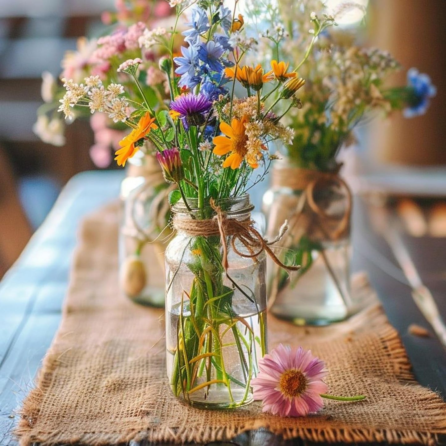 Vintage Glass Flower Vase，12 Pack Farmhouse Transparent White Glass Centerpiece Vases Mason Jars for Weddings, Parties & Home Decor Bulk (12, Transparent)