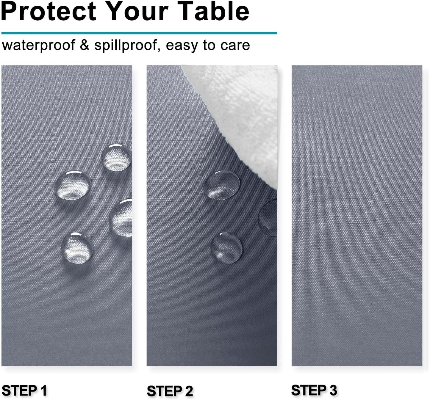 Hiasan Light Gray Rectangle Tablecloth - Waterproof Spillproof and Wrinkle Resistant Washable Polyester Table Cloth for Dining Party, 60 x 84 inch