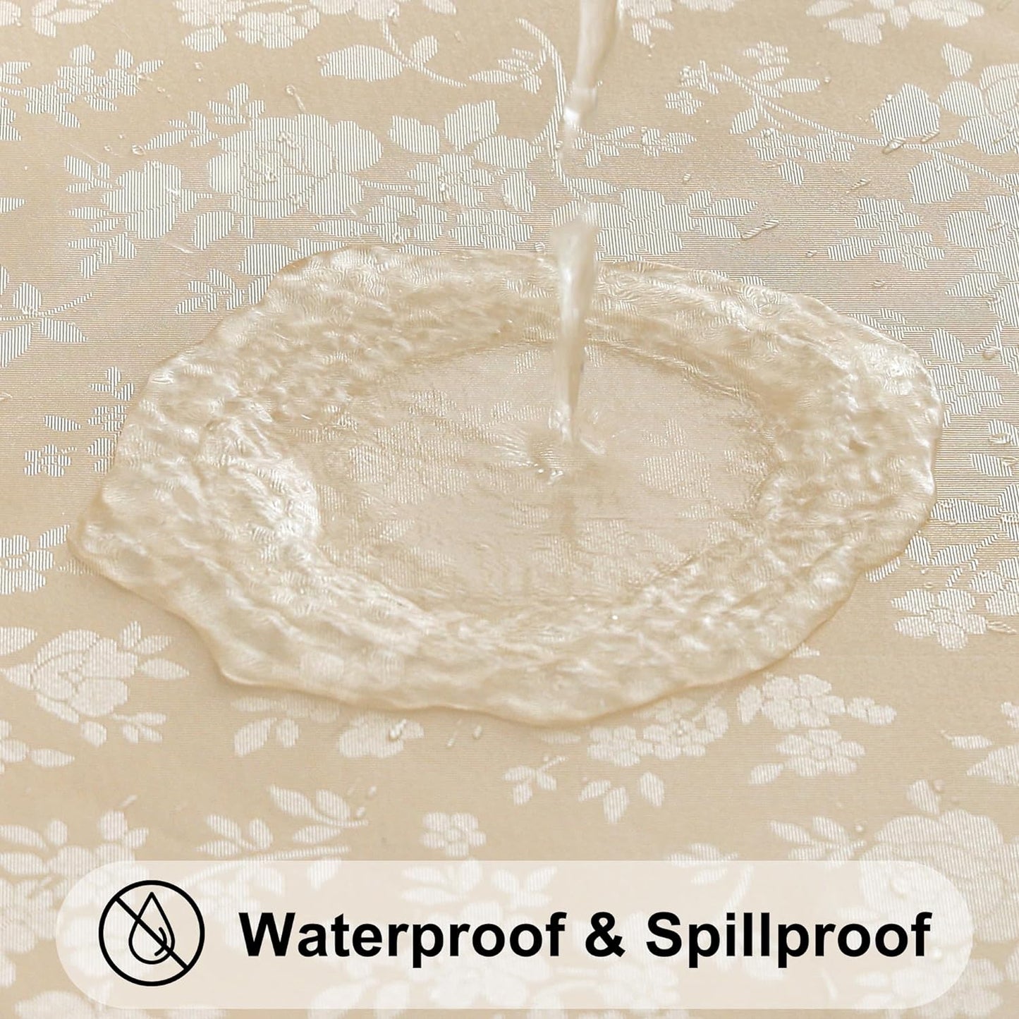 Smiry Round Table Cloth, Waterproof Heavy Duty Vinyl Tablecloths, Wipeable Washable Table Cover for Kitchen and Dining Room (Beige, 70" Round)