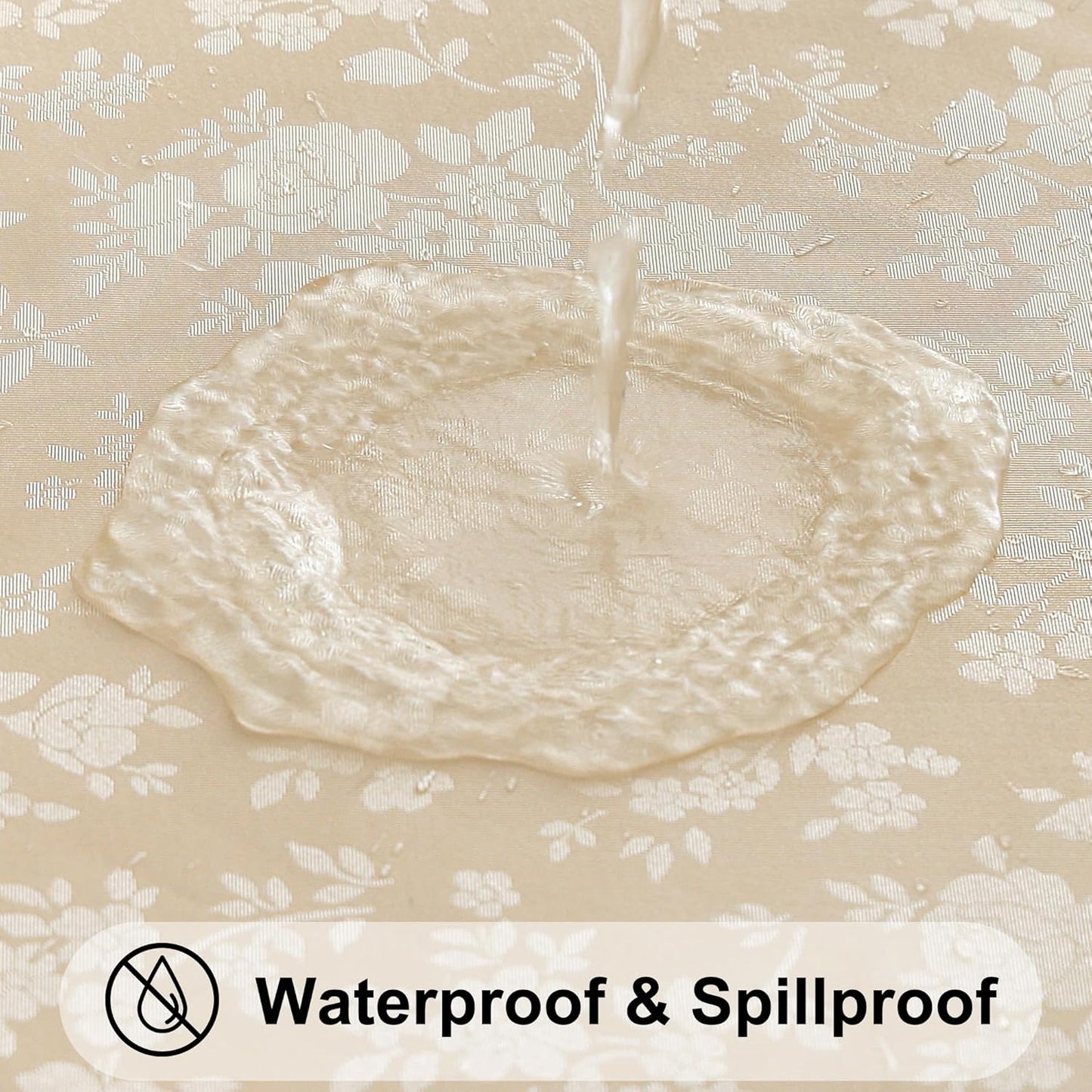 Smiry Rectangle Table Cloth, Waterproof Heavy Duty Vinyl Tablecloths, Wipeable Washable Table Cover for Kitchen and Dining Room (Beige, 70" X 90")