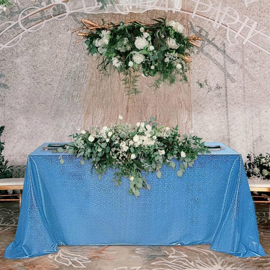 Fitable Sequin Tablecloth for Parties 60x120 Inch - Sparkle Glitter Table Cloth Laser Rectangle Overlay for Wedding Baby Shower Ceremony Birthday Holiday Banquet Decor, Blue