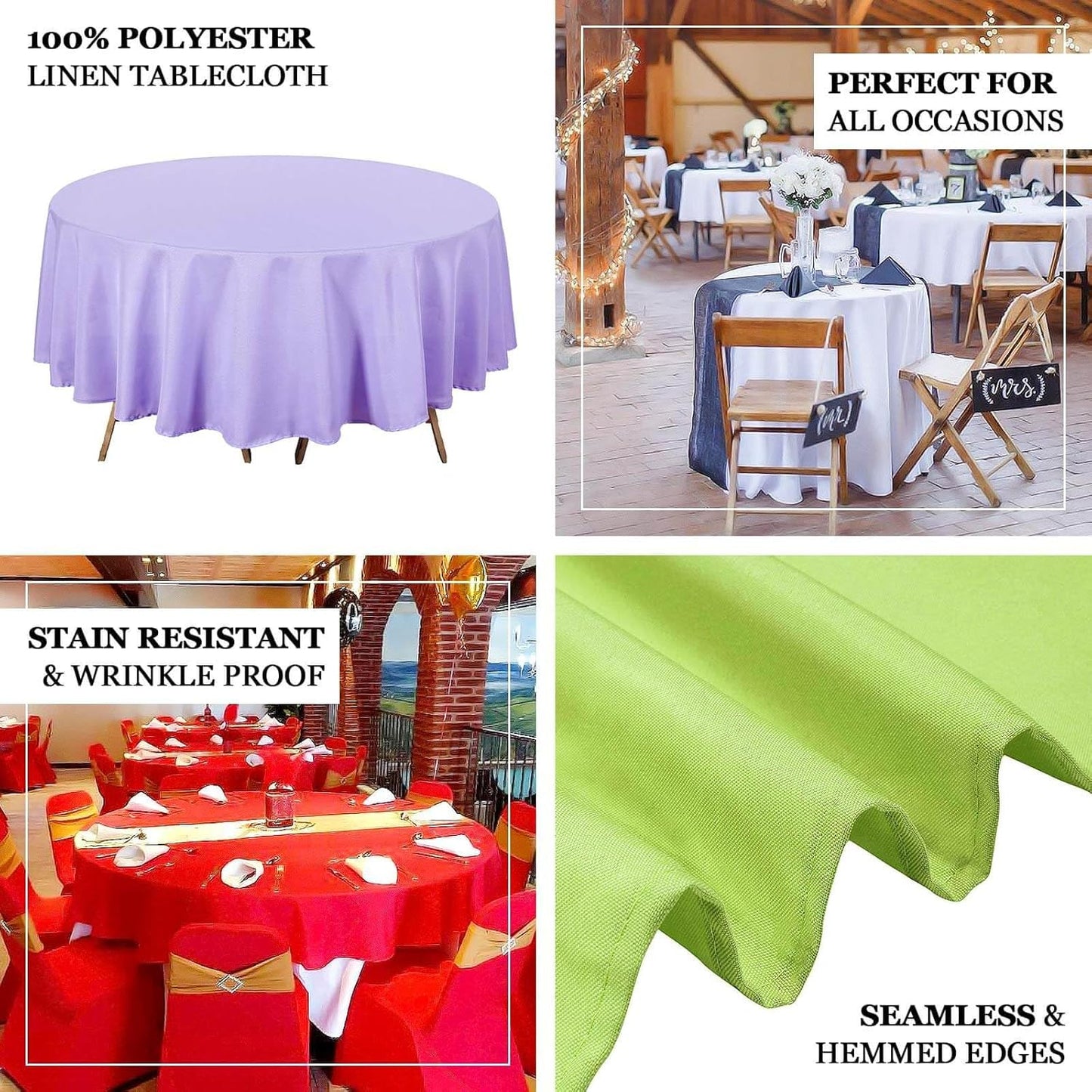 Efavormart Round Tablecloth, 90 Inch Stain & Wrinkle Resistant Washable Table Cloth, Decorative Polyester Fabric Table Cover for Banquet, Wedding, Dining- Yellow