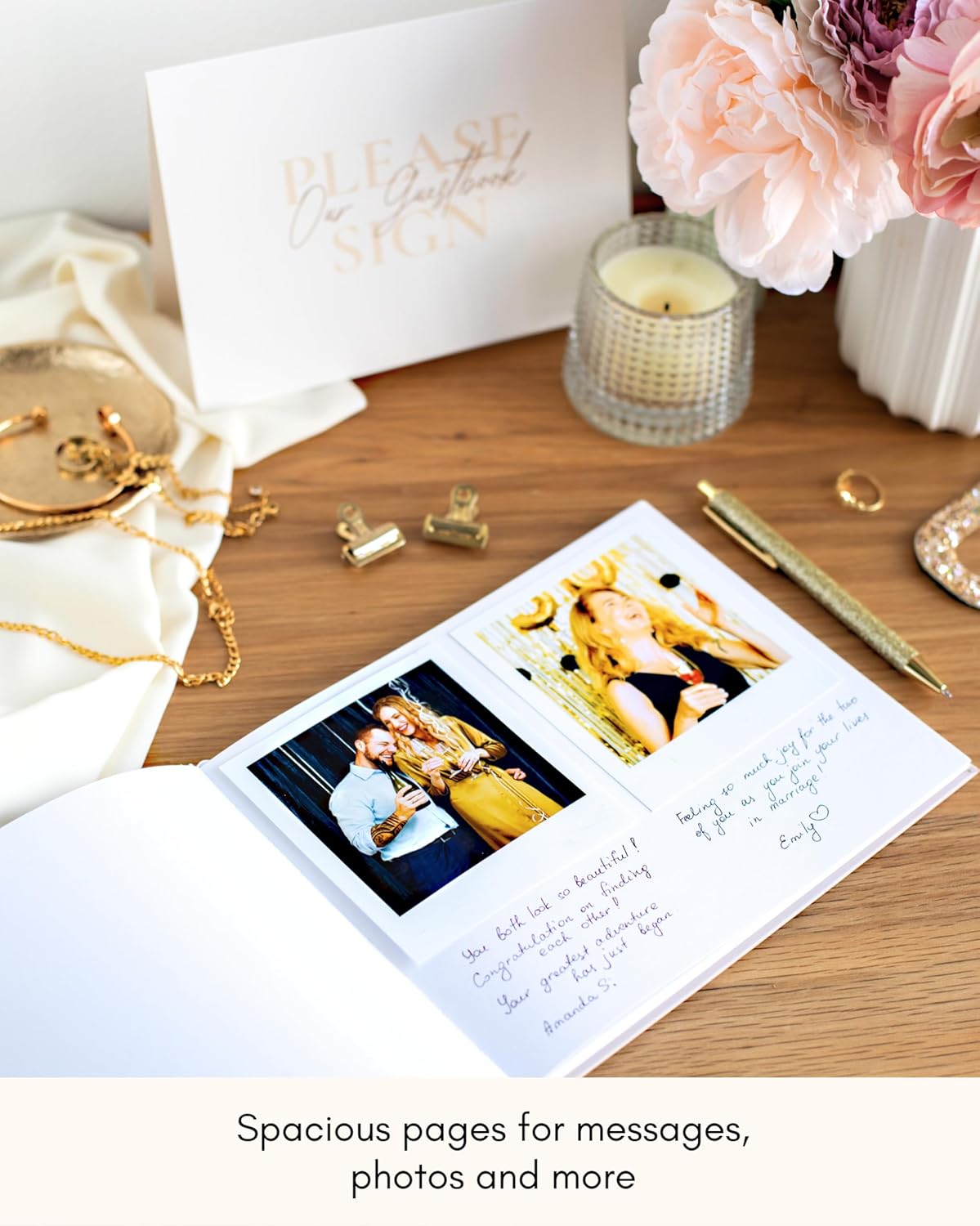 Lamare Blank Page Wedding Guest Book – Polaroid Guest Book for Wedding Reception, Baby Shower, Birthday, Bridal Shower and Special Event Guestbook – A Stylish Sign in Book for Party