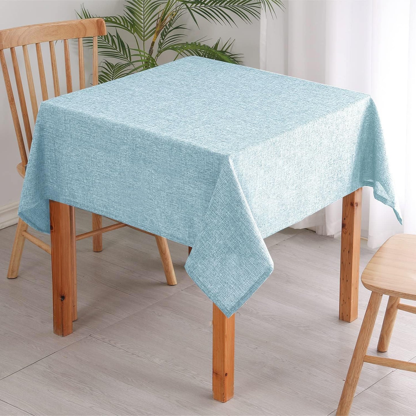Hiasan Faux Linen Square Tablecloth - Wrinkle and Stain Resistant Washable Table Cloth for Kitchen Dining Room Holiday Table Cover for Dinner, Lux Slate Blue, 30 x 30 Inch