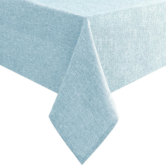Hiasan Faux Linen Rectangle Tablecloth - Wrinkle and Stain Resistant Washable Table Cloth for Kitchen Dining Room Holiday Table Cover for Dinner, Lux Slate Blue, 30 x 60 Inch