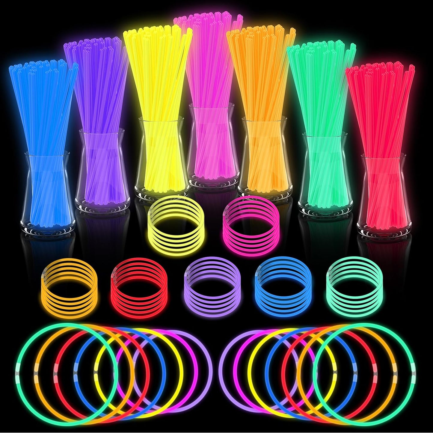 Halloween Glow Sticks Bulk Party Pack- Ultra Bright 50pk Glow in the Dark Party Favors, Glow Decorations, Neon Party Glow Necklaces and Glow Bracelets with Connectors