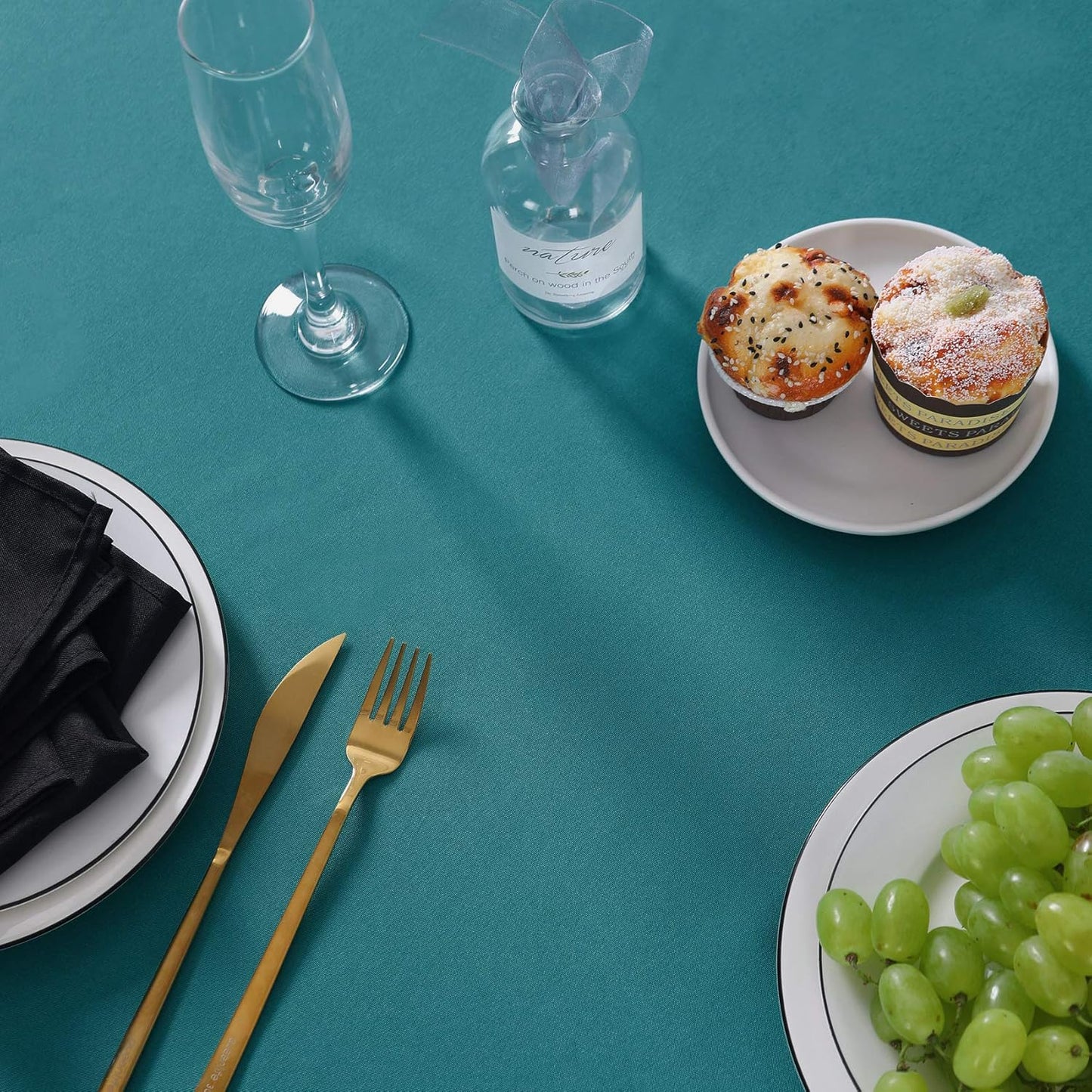 120 inch Round Tablecloth Washable Polyester Table Cloth Decorative Table Cover for Wedding Party Dining Banquet（120 inch,Teal）