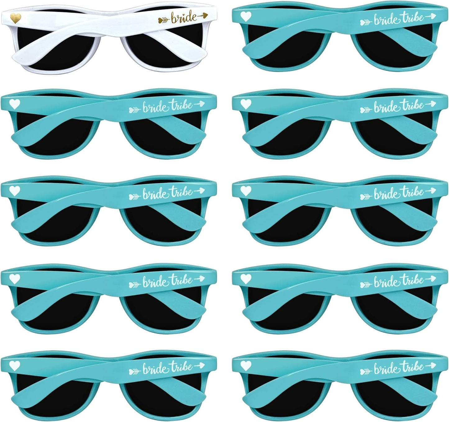 LADY&HOME 10 Pack Bachelorette Party Sunglasses, Bridesmaid and Bride Tribe Sunglasses for Bridal Party, Bridal Shower, Wedding(Blue)