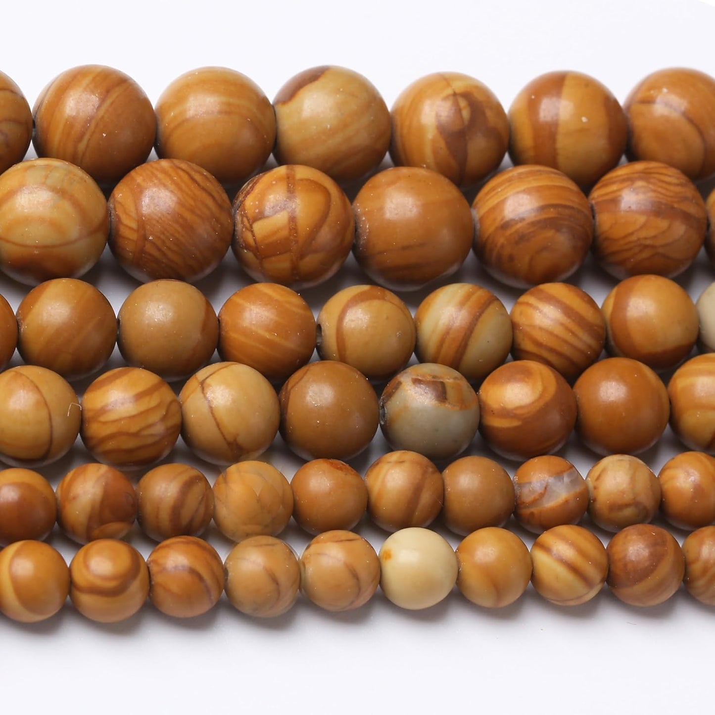 Yellow Woodgrain 10mm Stone Beads for Jewelry Making DIY Craft Gemstone Beads Kit (10mm, 35pcs) Smooth Healing Crystal Beads for Bracelets, Necklaces, Home Decor