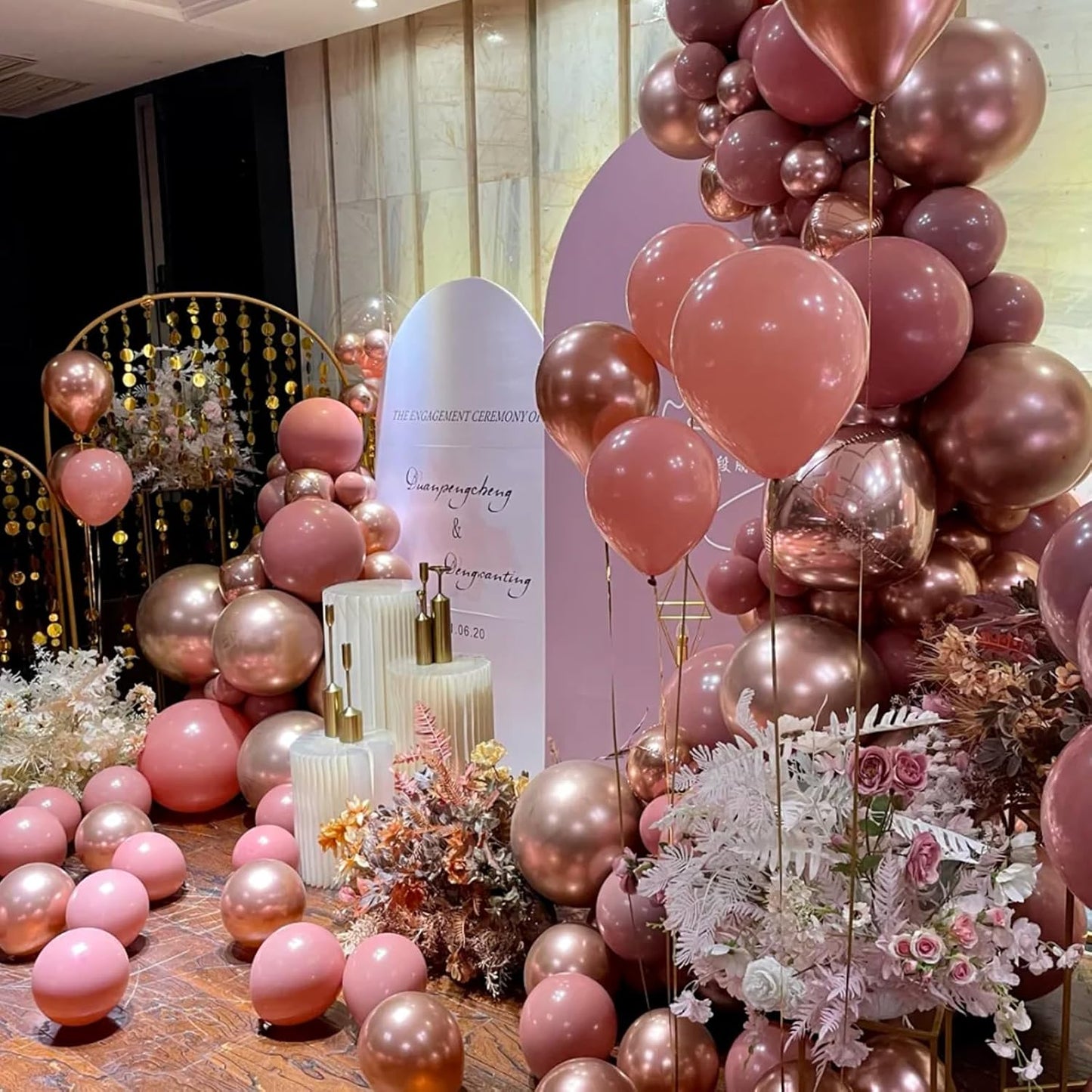 90pack Retro Pink Balloons Different Size 18/12/10/5 Inch Pink Balloon Garland Arch Kit for Graduation, Wedding, Birthday, Princess Theme Party, Baby Shower, Anniversary Party Decorations