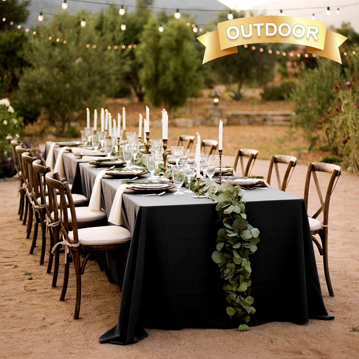 sancua 8 Pack Black Tablecloth 90 x 132 Inch - Rectangle Table Cloth for 6 Feet Tables Stain and Wrinkle Resistant Washable Polyester Table Cover for Dining Wedding Banquet Party Buffet Restaurant