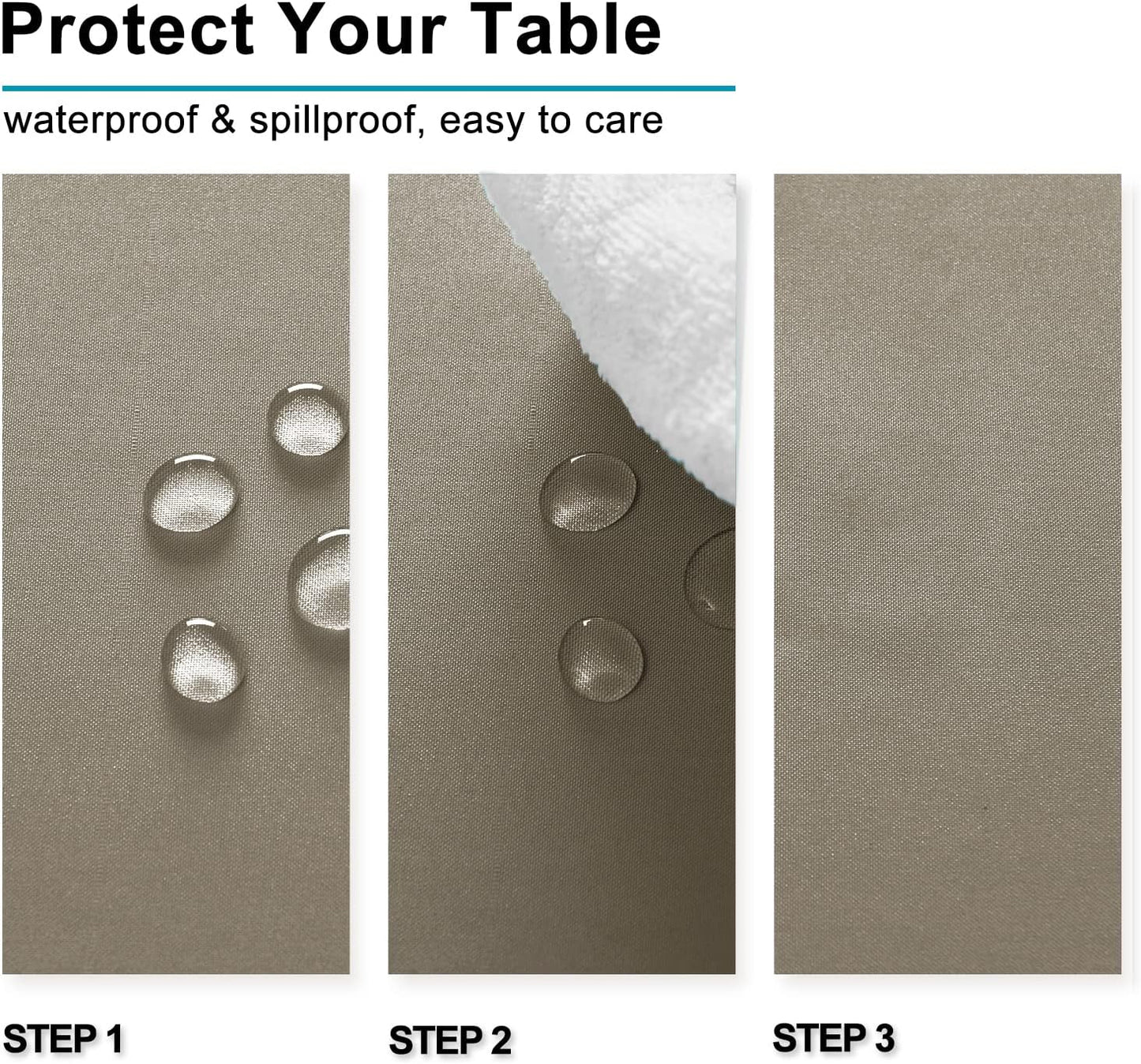 Hiasan Small Tablecloth for Square Tables - Waterproof and Spillproof Washable Fabric Table Cloth for Dining Room Kitchen Party (Taupe, 40 x 40 Inch)