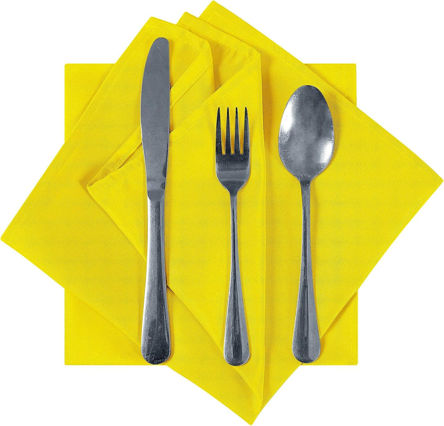 Cloth Napkins 17x17 inch Washable Polyester Dinner Napkins Soft Table Napkins for Wedding Party Dining Banquet(Yellow,12PCS)