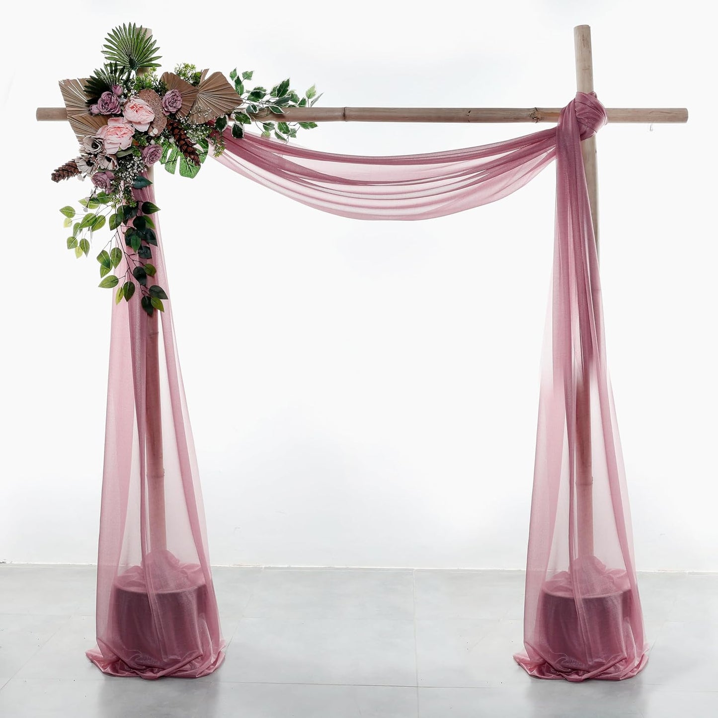 VDS Pack of 1 Panel (30 Inch X 20 Feet) Wedding Arch Draping Fabric Sheer Chiffon Fabric Drapery for Wedding Ceremony Reception Swag Backdrop Canopy Chuppah ARBO Altars Decoration (Mauva)