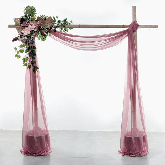 VDS Pack of 1 Panel (30 Inch X 30 Feet) Wedding Arch Draping Fabric Sheer Chiffon Fabric Drapery for Wedding Ceremony Reception Swag Backdrop Canopy Chuppah ARBO Altars Decoration (Mauva)