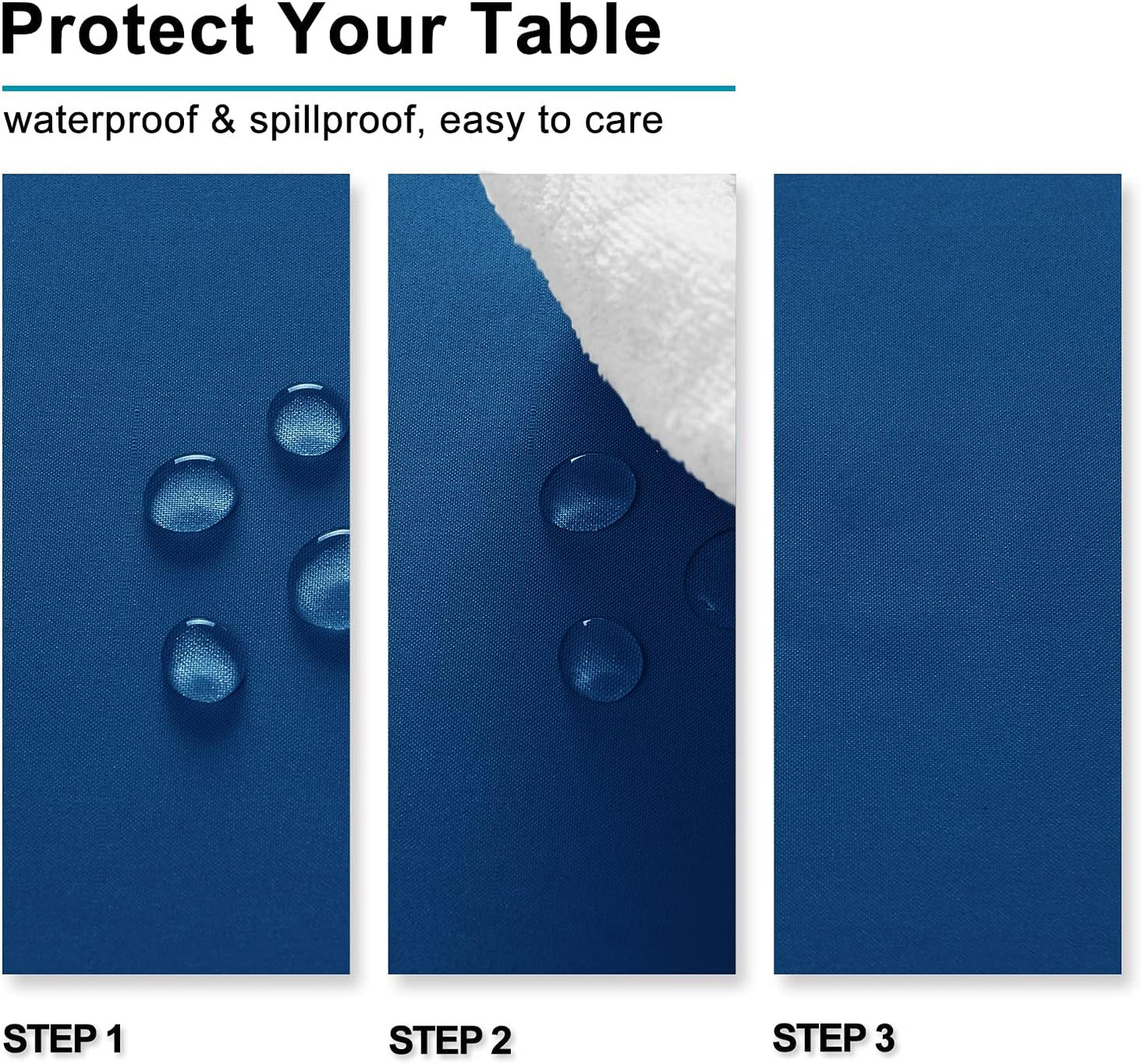 Hiasan 2 Pieces Royal Blue Tablecloth Rectangle - Waterproof and Washable Fabric Table Cloth for Card Tables, 60 x 84 Inch