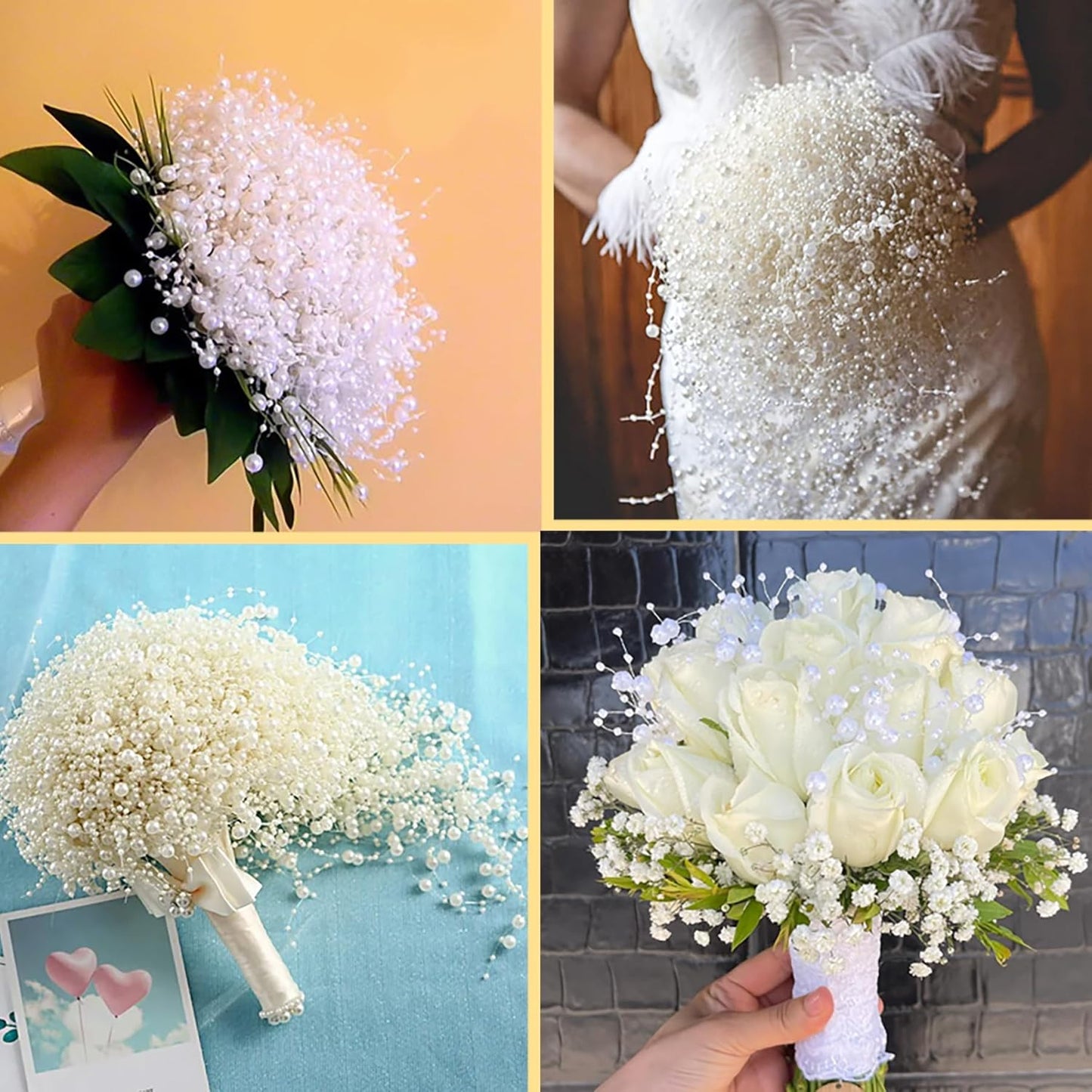 50 PCS Artificial Floating Beads for Centerpieces Vases, Black Gold 8+3mm String Beads for Wedding Party Faux Pearl String for Decorating, String Pearls for Crafts Vase Filler