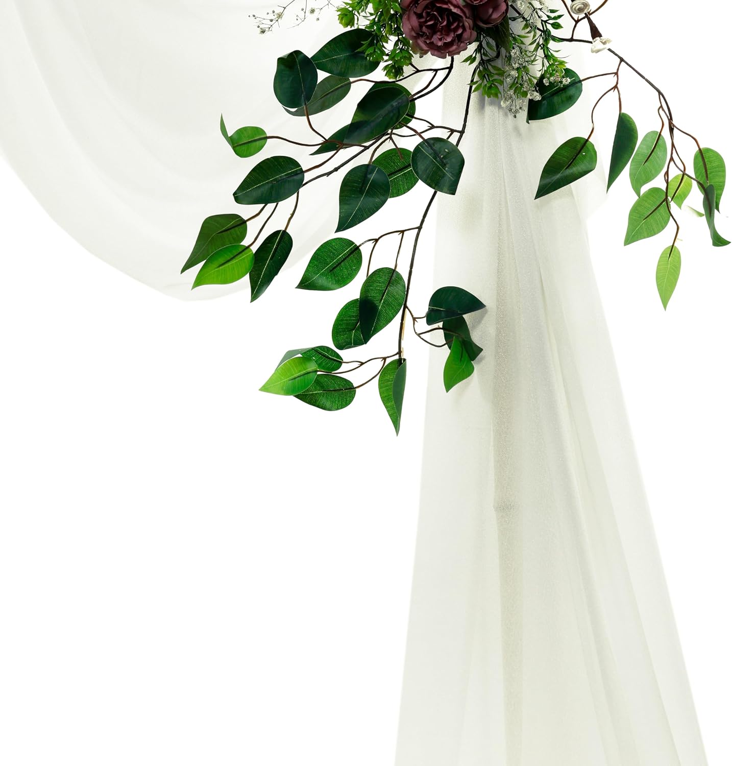 VDS Pack of 4 Panel (30 Inch X 20 Feet) Wedding Arch Draping Fabric Sheer Chiffon Fabric Drapery for Wedding Ceremony Reception Swag Backdrop Canopy Chuppah ARBO Altars Decoration (Ivory)