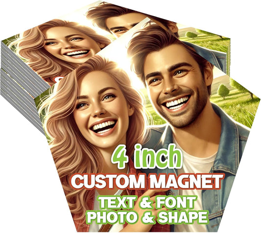 KETABAO – 4" Custom Pentagon Photo Magnets - Upload Your Photo for Personalized Magnets - Choose Your Shape - Add Your Text Fridge, Locker, and Car & More