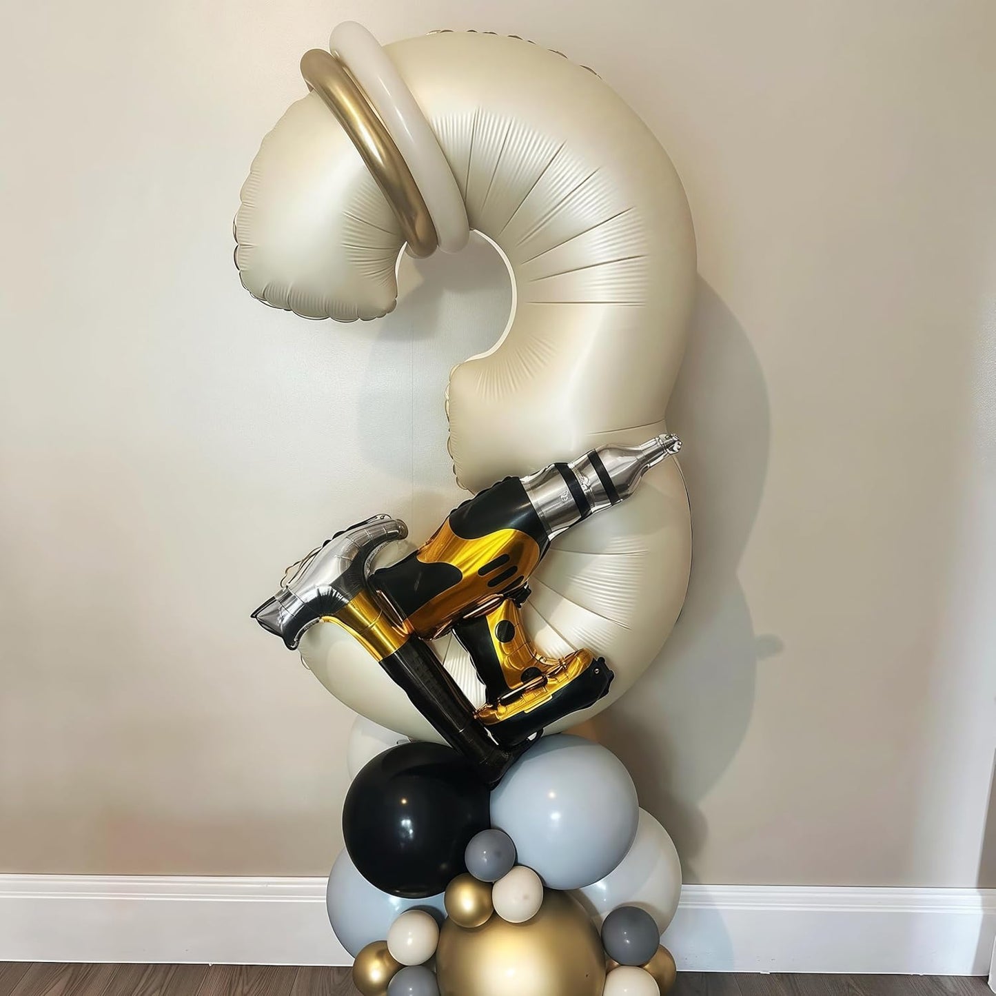 Cream 1 Balloon Number 40 Inch Cream White Number 1 Balloon Helium Mylar 1 Balloon for Birthday Party Decoration