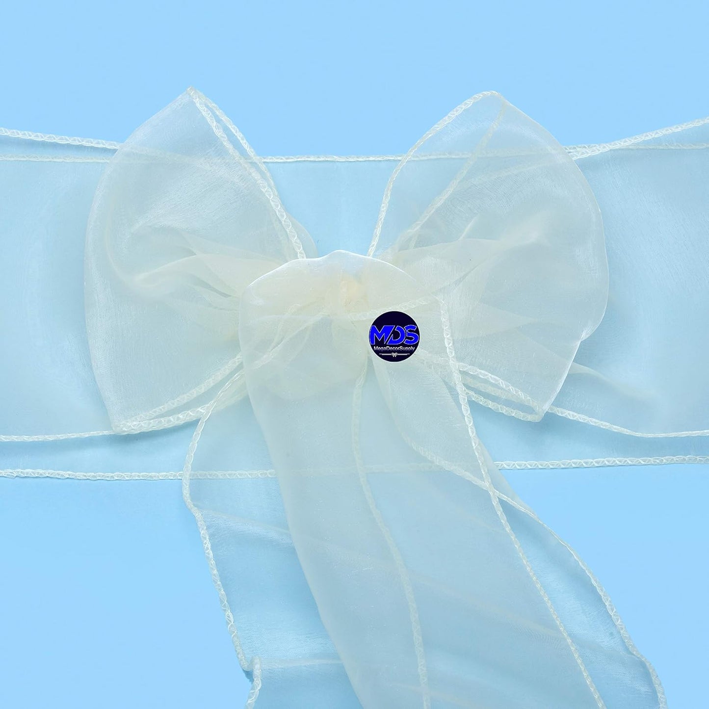 MDS Pack of 150 PCS Organza Chair Sashes Wider Dining Chair Bows Ribbon Tie Back for Wedding Party Birthday Bridal Shower Reception Event Banquet Home Chair Cover Decoration - Ivory