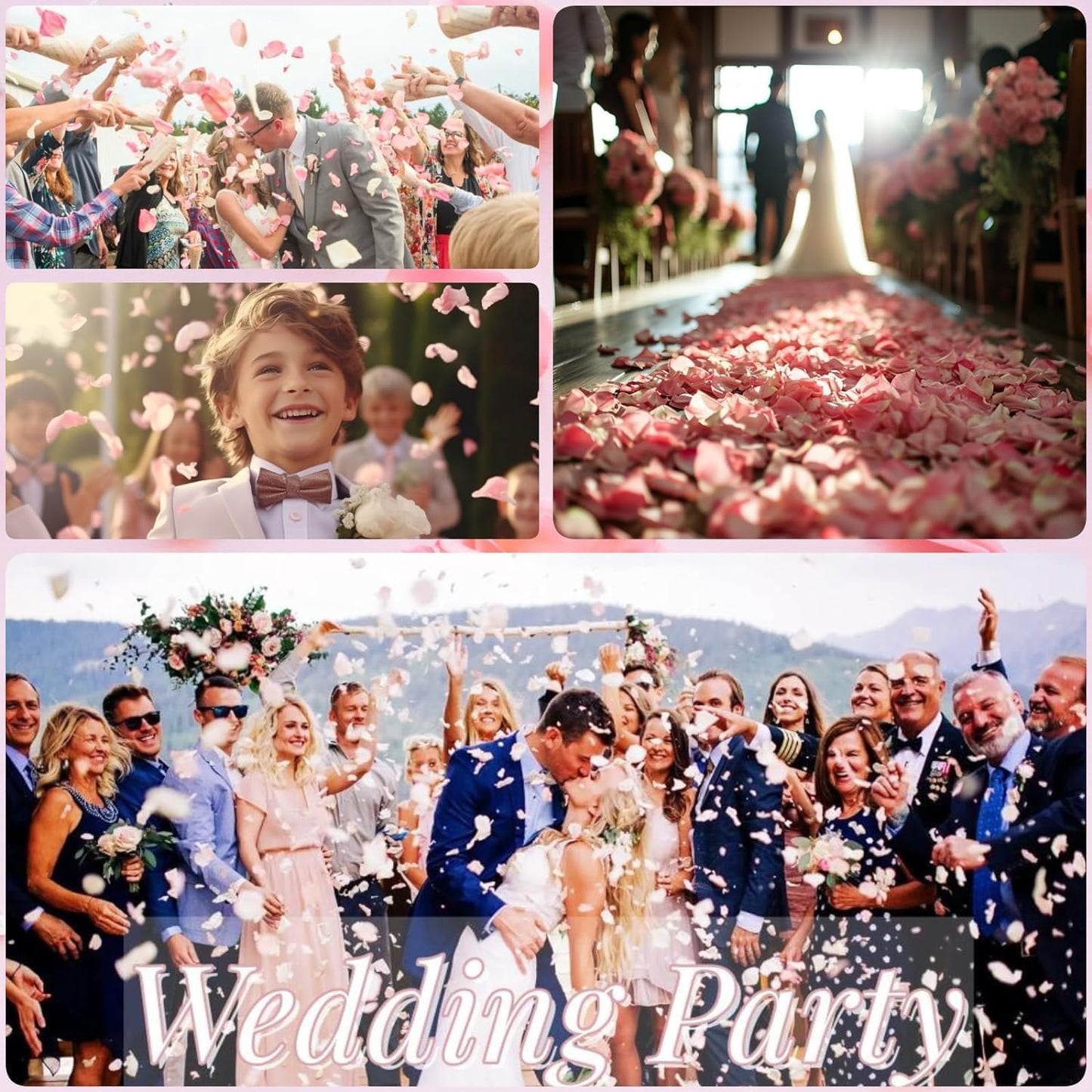 300 PCS Real Pink Dried Rose Petals Confetti for Wedding, 2.82oz Freeze Rose Petals for Romantic Wedding Valentine's Day Proposal Decor, Dinner Table Centerpieces Party