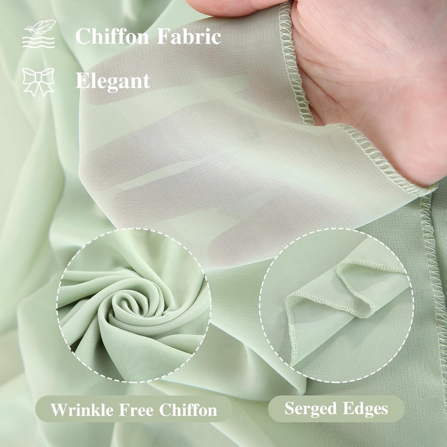 Wedding Arch Draping Fabric, 2 Panels 19FT Sage Green Arch Drapes Chiffon Fabric Drapery for Wedding Arch Decorations Ceremony Reception Party Ceiling Backdrop