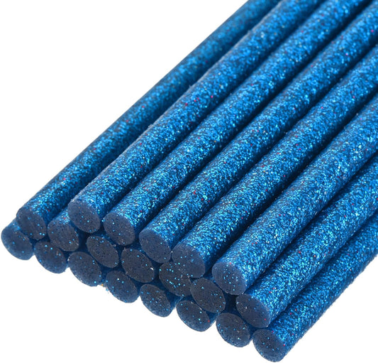 uxcell 20pcs Hot Glue Sticks for Glue Gun 7mm/0.27-inch x 4-inch Mini Hot Melt Adhesive Glue Stick Glitter Bright Blue