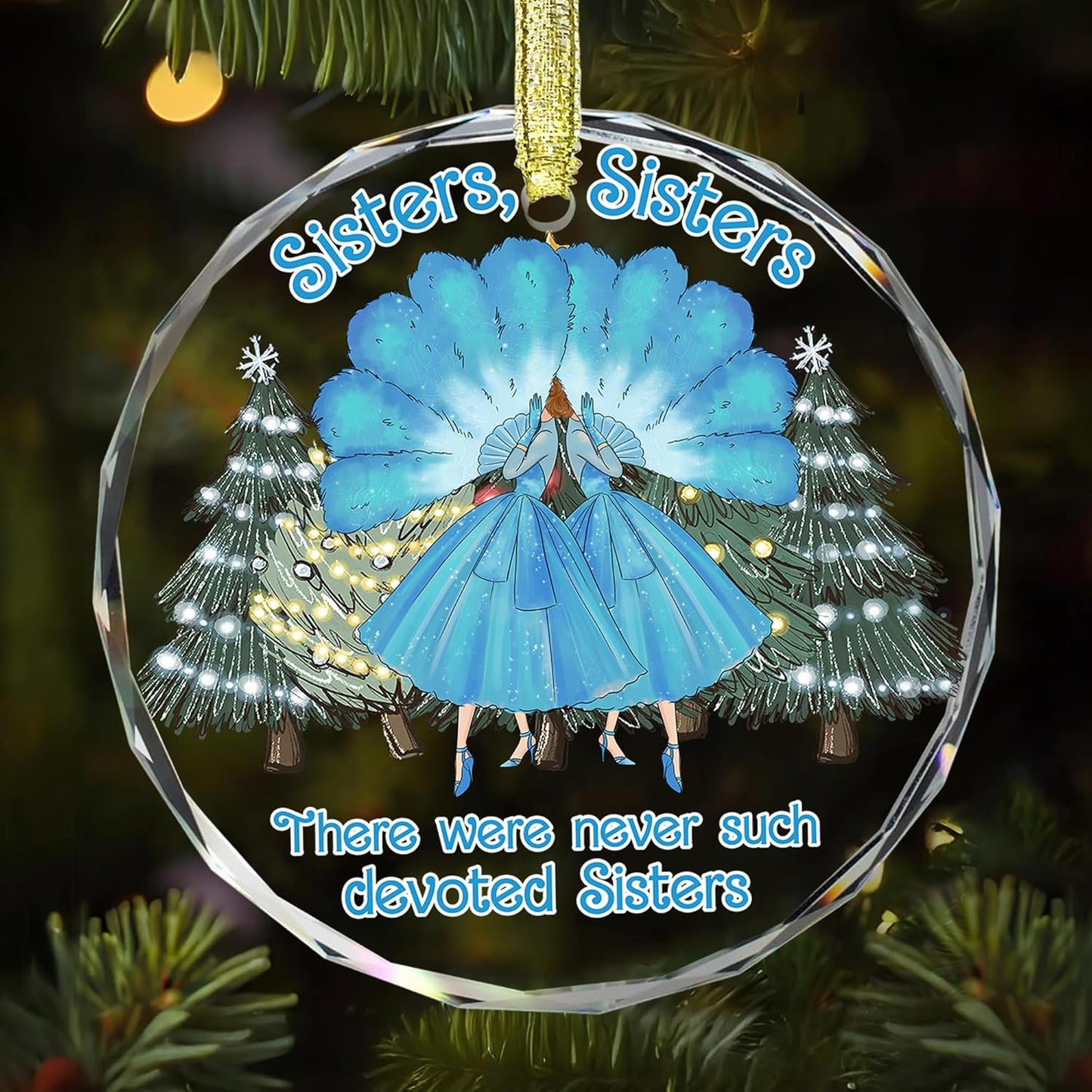 GOSSBY Sister Ornament for Sister, Women Best Friend- White Christmas Ornament 2025 - There were Never Such Devoted Sisters - Xmas Tree Decor