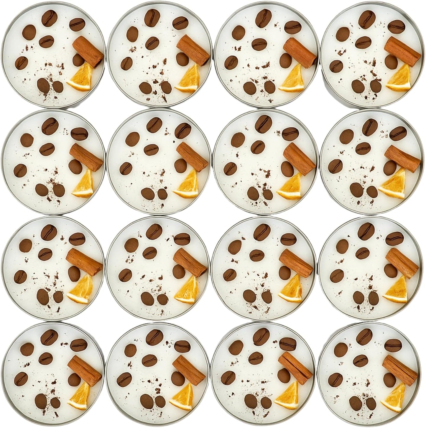 Coffee Scented Soy Wax Candle Favors with Hand-Placed Orange and Cinnamon Stick - Handmade Gift Set for Wedding Guest - Bridal Shower Baby Shower Birthday (10 Pieces)