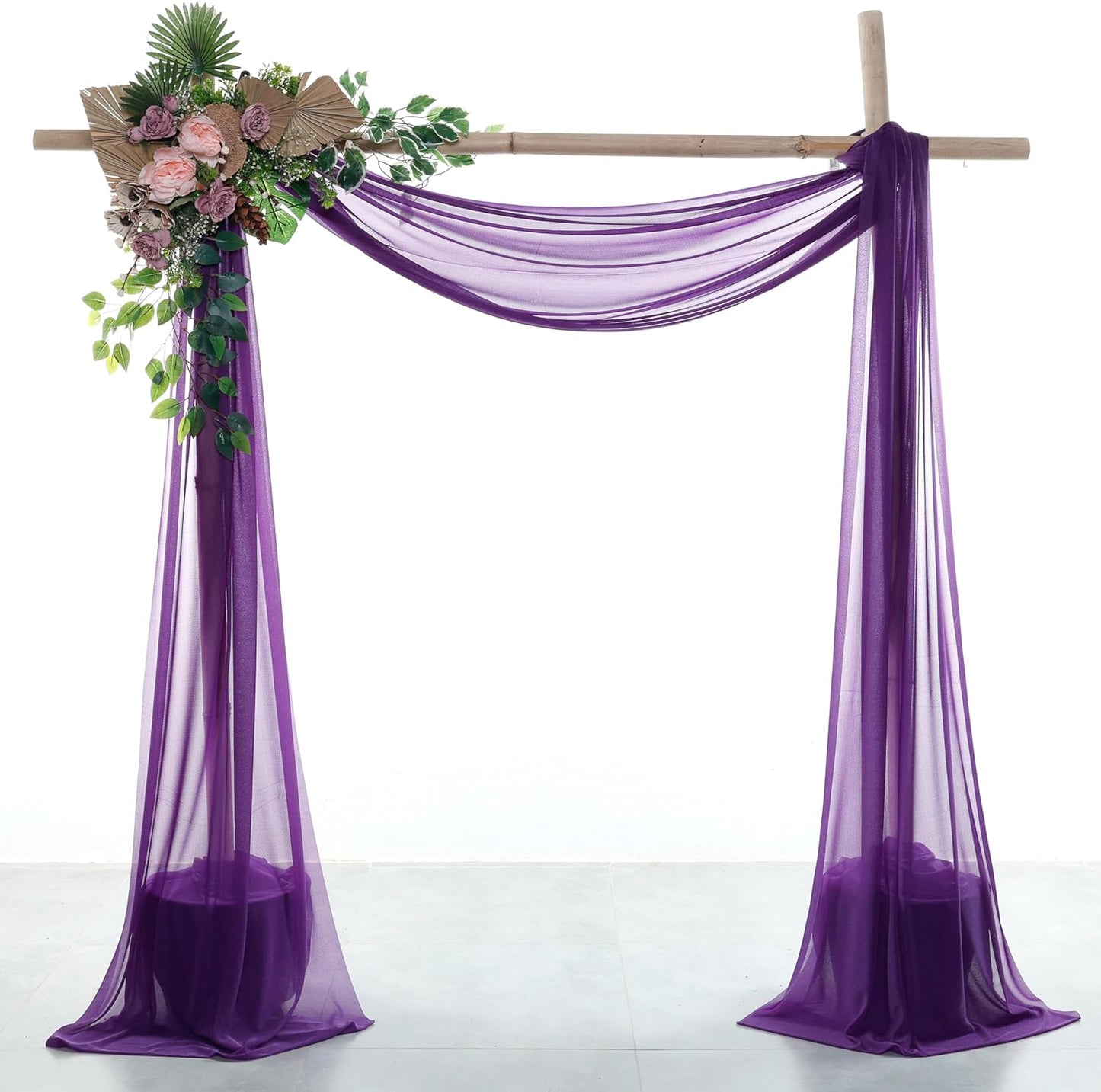 VDS Pack of 1 Panel (30 Inch X 40 Feet) Wedding Arch Draping Fabric Sheer Chiffon Fabric Drapery for Wedding Ceremony Reception Swag Backdrop Canopy Chuppah ARBO Altars Decoration (Purple)
