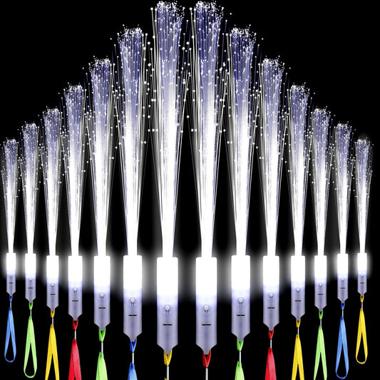 50 Pcs White Fiber Optic Wands Bulk Wedding Sparklers Party Favors LED Light Glow Sticks with 3 Modes Long Flashing Glow for Birthday Wedding Bridal Shower Glow in the Dark Party Favors