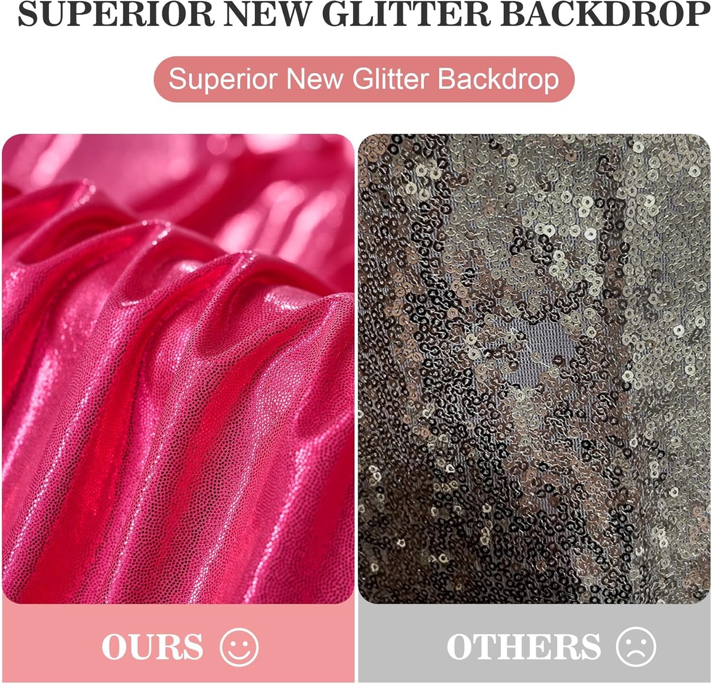 10x10ft Thick Hot Pink Glitter Backdrop Curtain Panels for Parties, Wrinkle Free Sequin Sparking Photo Backdrop Drapes, 2 Panels 5x10ft Shimmer Back Drop Cloth for Wedding Birthday Photography
