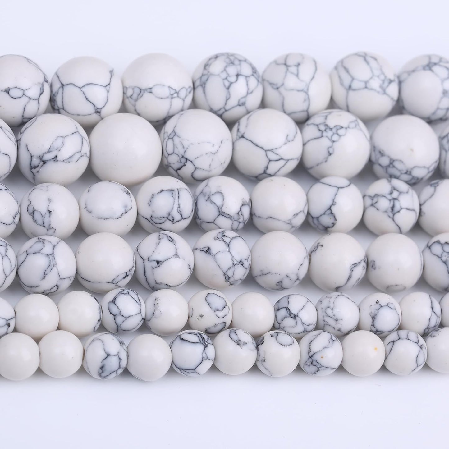 White Turquoise Stone Beads Gemstone Round Crystal Energy Jade Beads Stone Beads for Jewelry Making DIY Bracelet Necklace Jewelry Making 1 Strand 15.5inch 90PCS 4MM